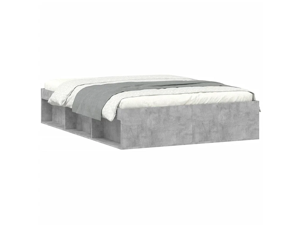 Cama de casal 135x190 cm cinza cimento PT986473