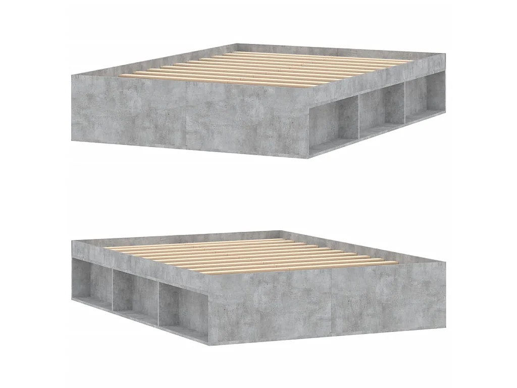 Cama de casal 135x190 cm cinza cimento PT986473