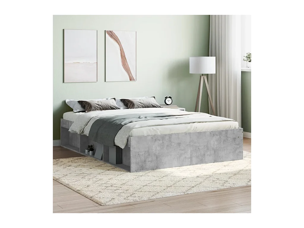 Lit-135x190 cm gris béton double EGGB53339