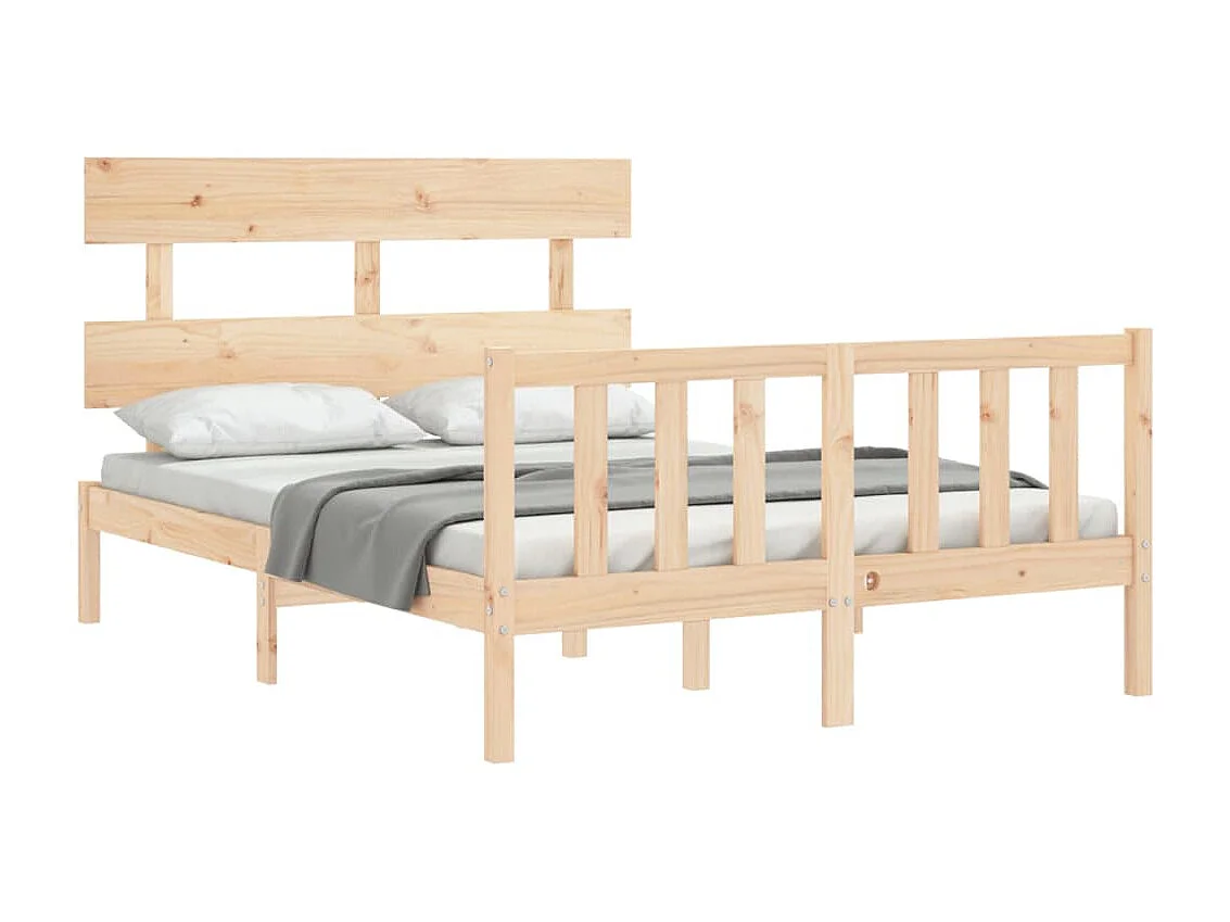 Cama com cabeceira 140x200 cm madeira maciça PT936796