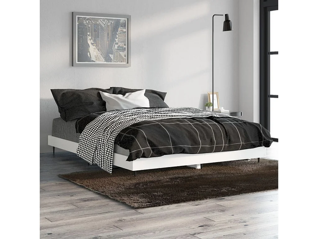 Lit-135x190 cm blanc bois d'ingénierie EGGB63117