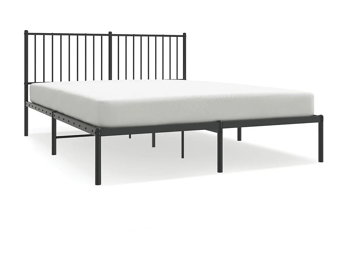 Lit-160x200 cm métal avec tête de lit noir EGGB30589