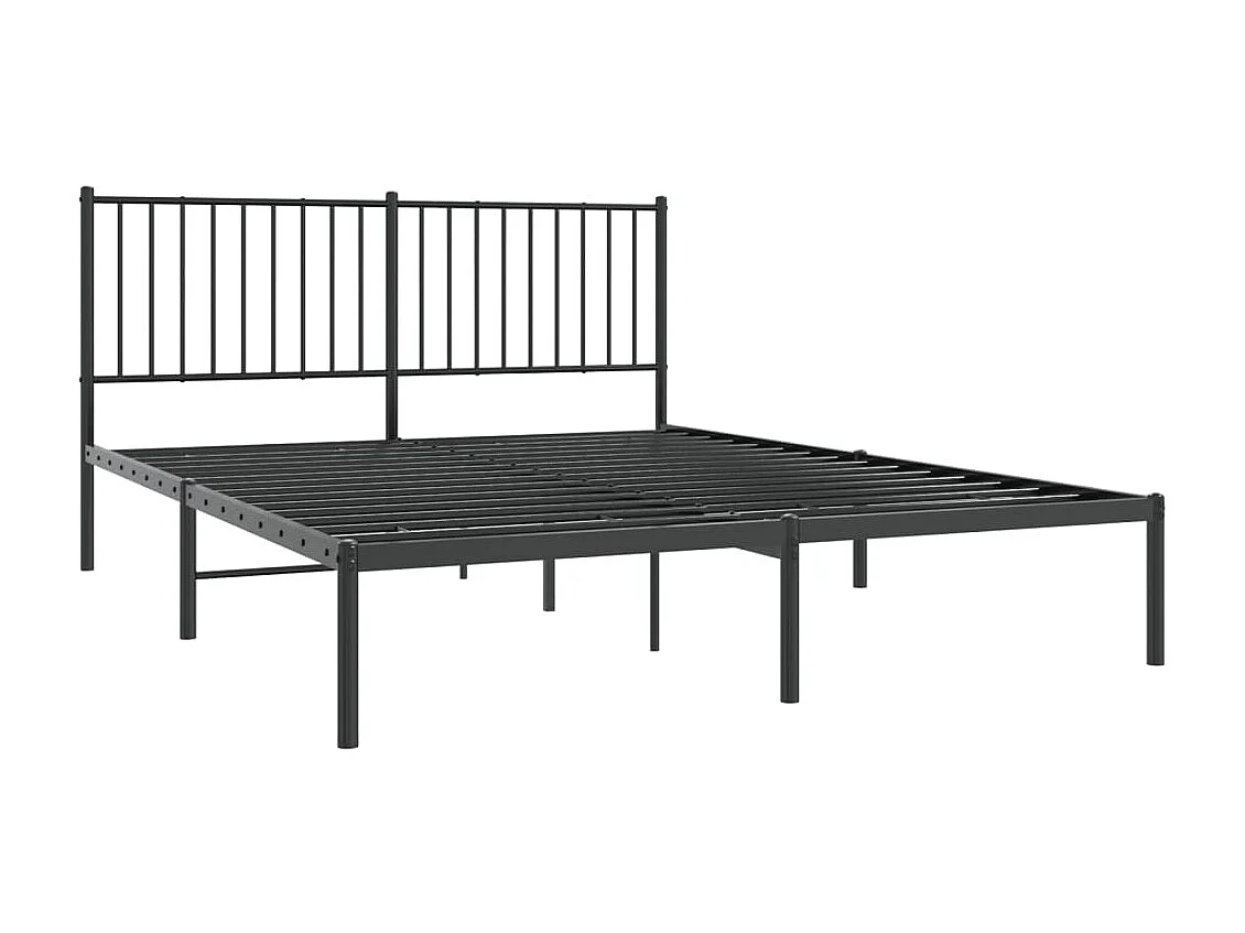 Lit-160x200 cm métal avec tête de lit noir EGGB30589
