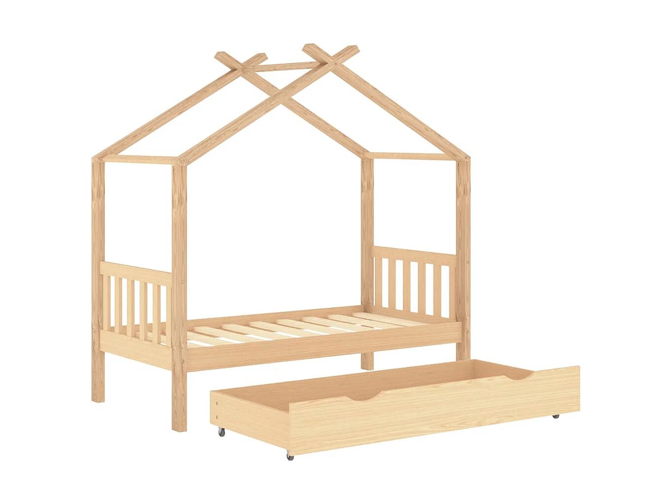 Lit-80x160 cm enfant avec tiroir bois de pin massif EGGB33484