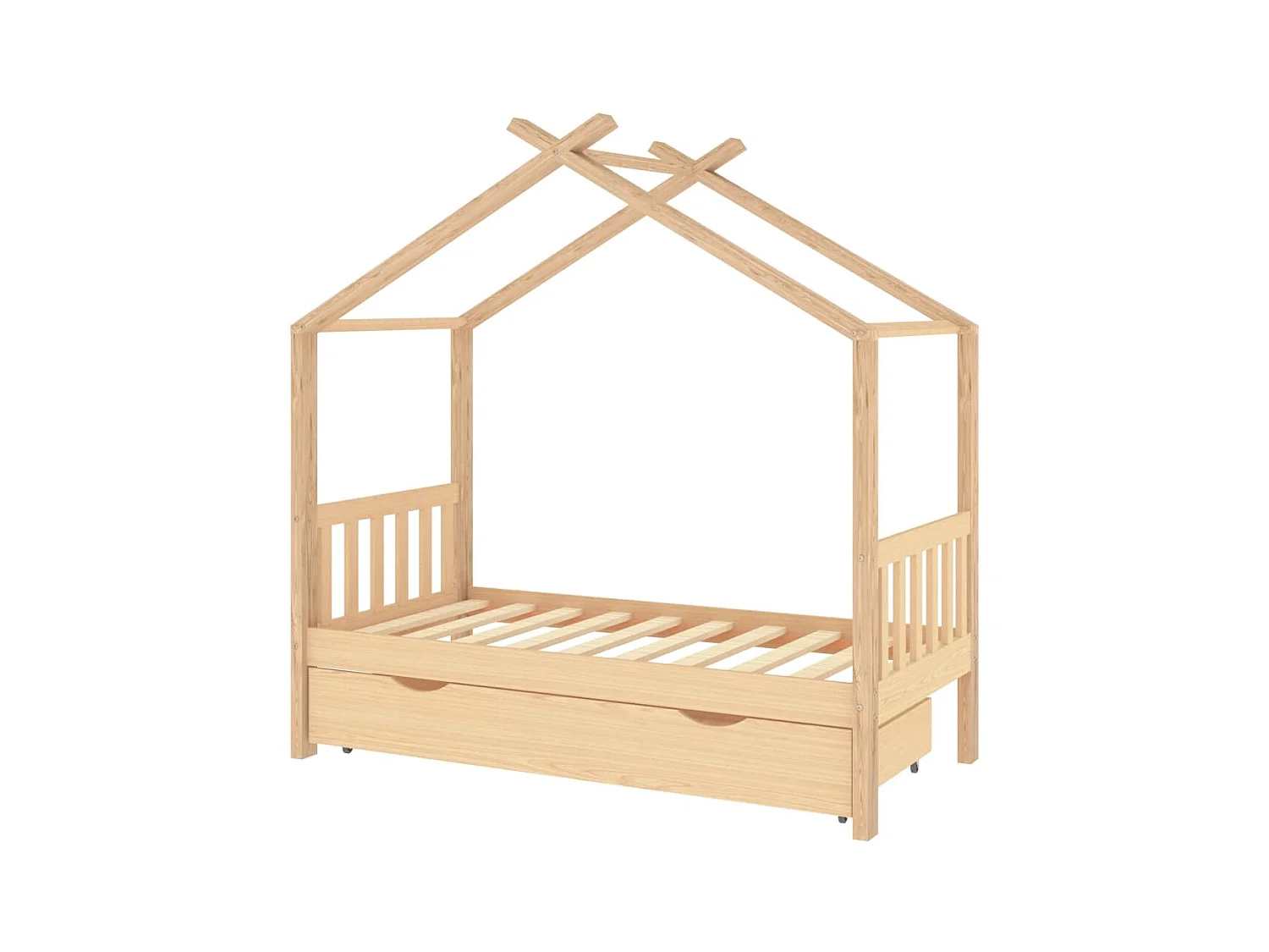 Lit-80x160 cm enfant avec tiroir bois de pin massif EGGB33484