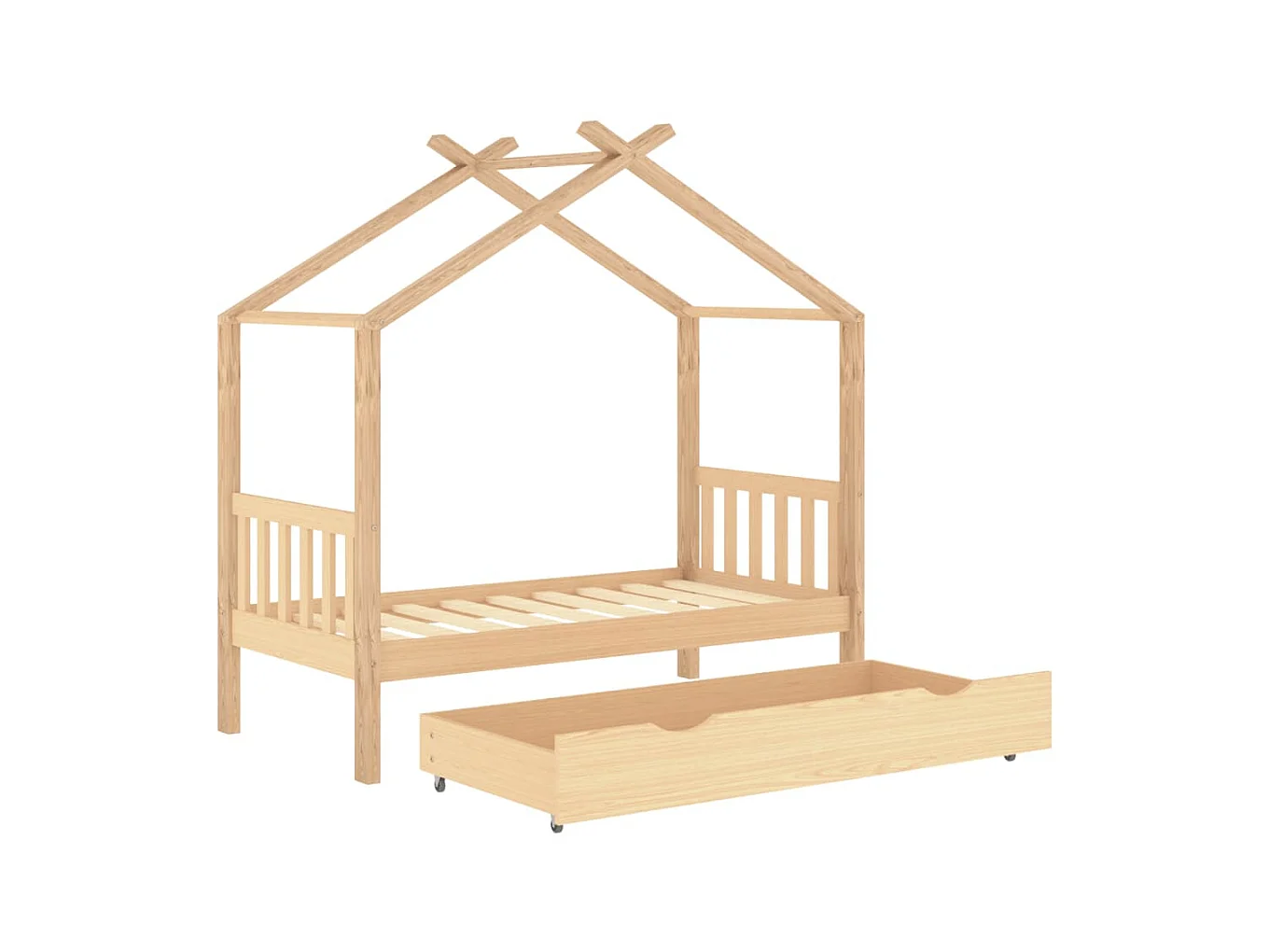 Lit-80x160 cm enfant avec tiroir bois de pin massif EGGB33484