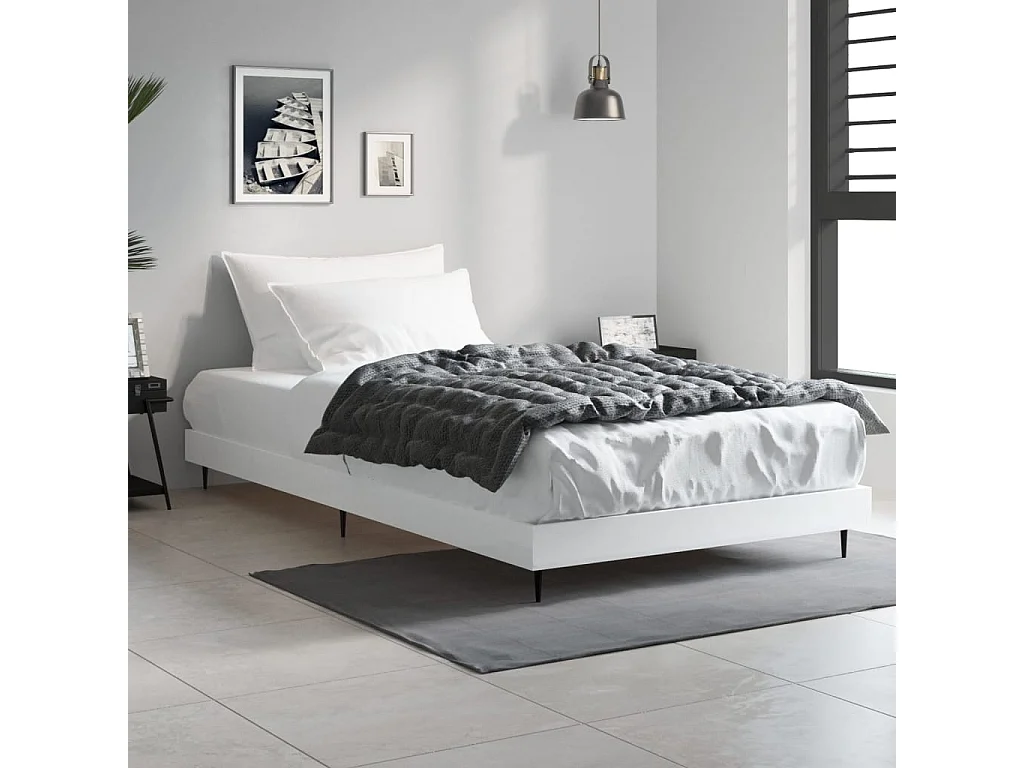 Lit-90x200 cm blanc bois d'ingénierie EGGB29499