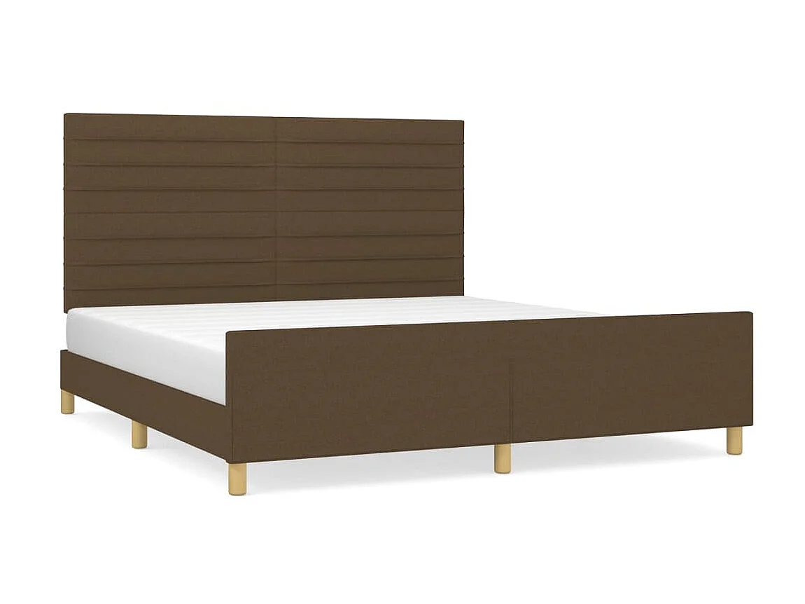 Lit-160x200 cm avec tête de lit Marron foncé Tissu EGGB22226
