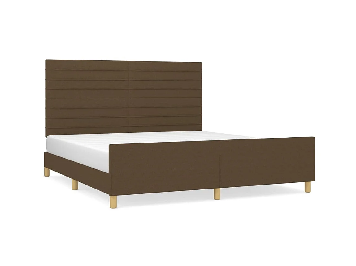 Lit-160x200 cm avec tête de lit Marron foncé Tissu EGGB22226