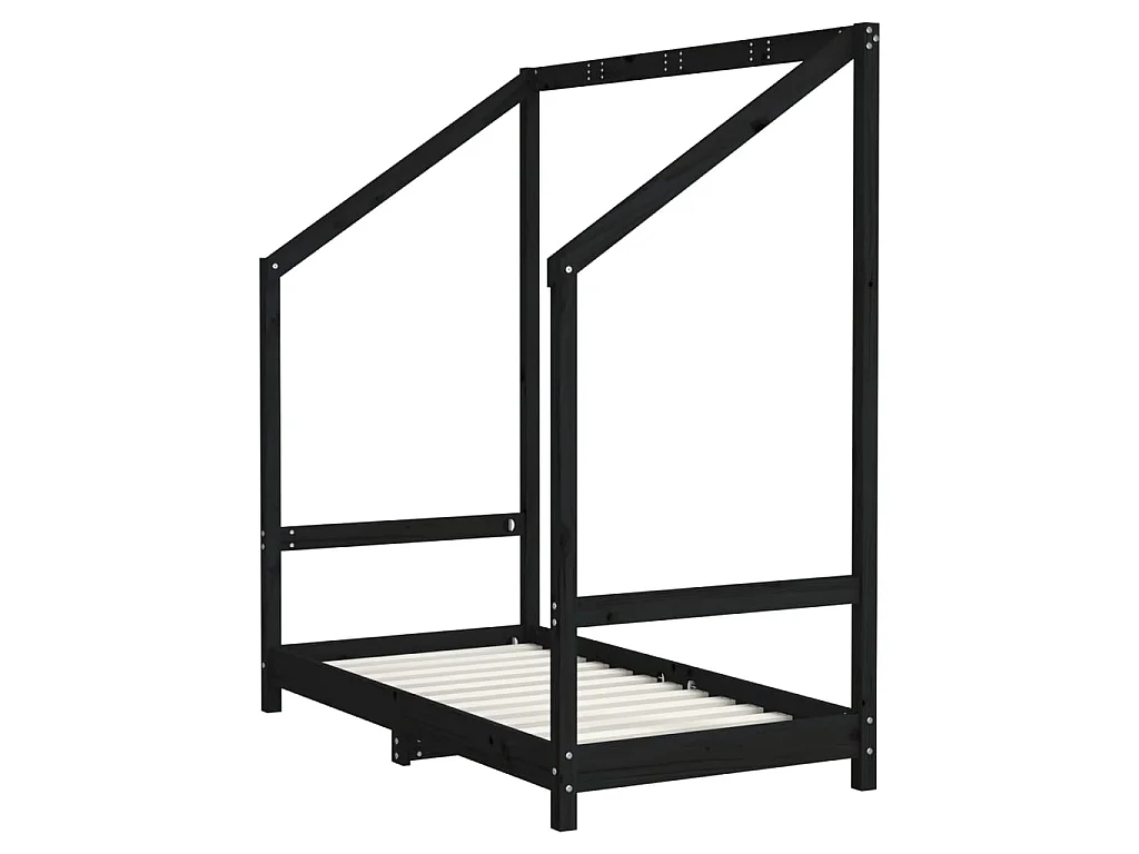 Lit-70x140 cm pour enfant noir bois de pin massif EGGB67862