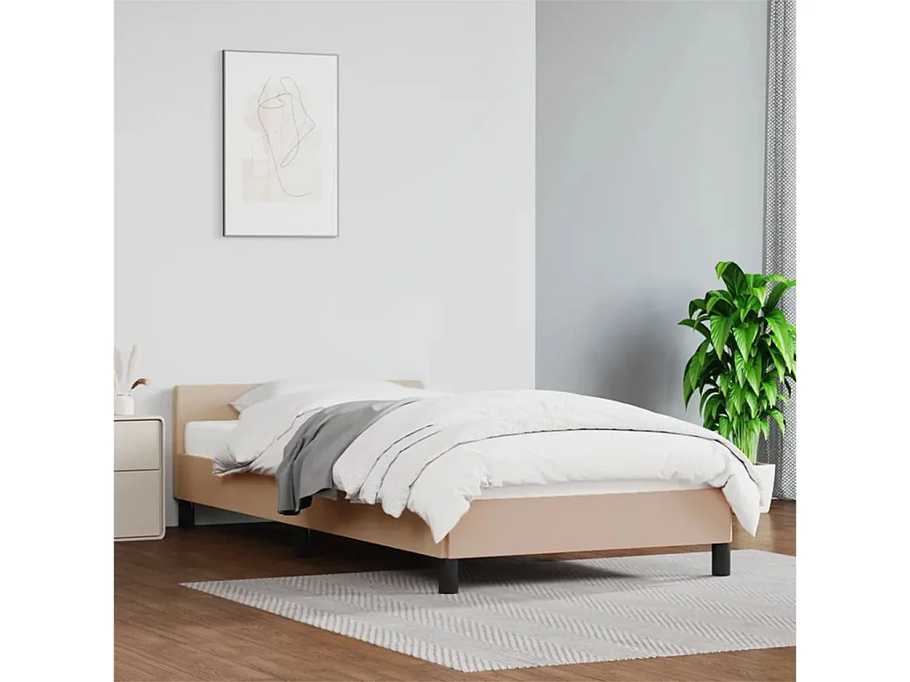 Lit-90x190 cm avec tête de lit Cappuccino Similicuir EGGB29681