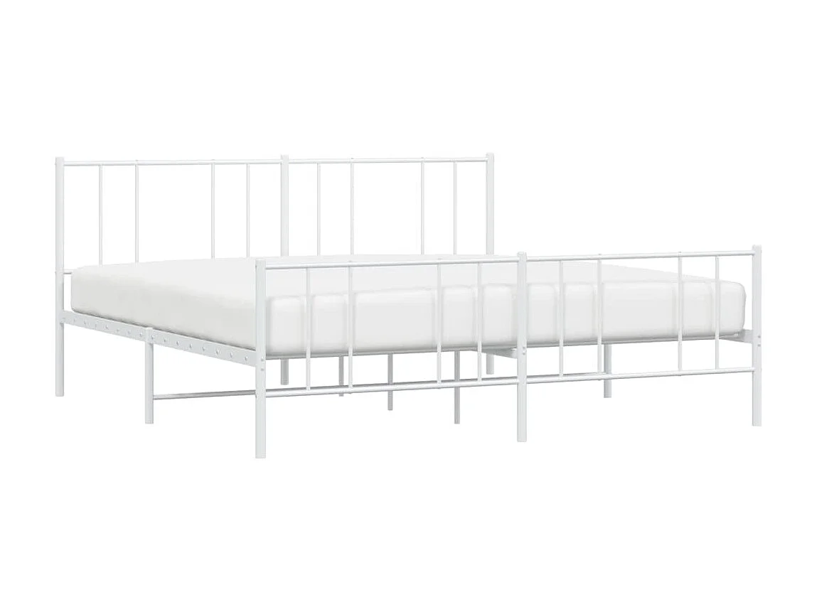 Lit-180x200 cm métal avec tête de lit/pied de lit blanc EGGB16577