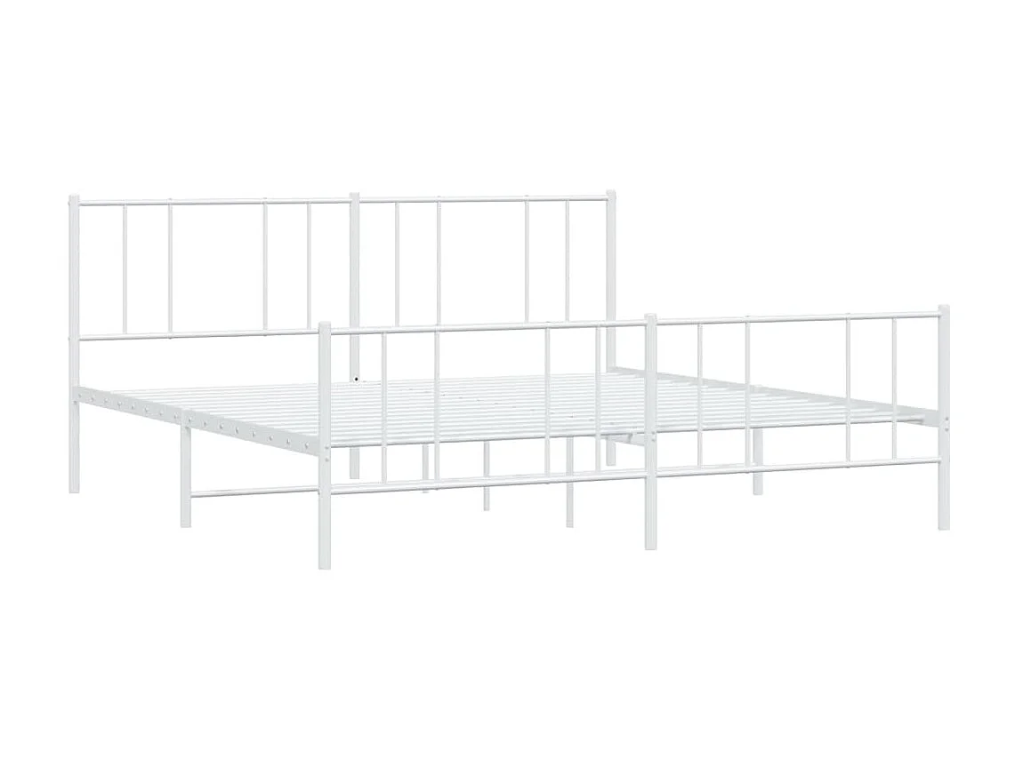 Lit-180x200 cm métal avec tête de lit/pied de lit blanc EGGB16577