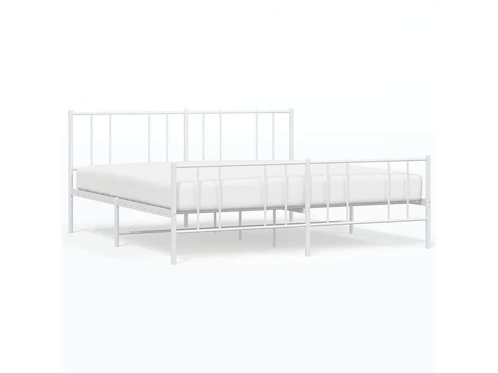 Cama com cabeceira e pés 180x200 cm metal branco PT411062