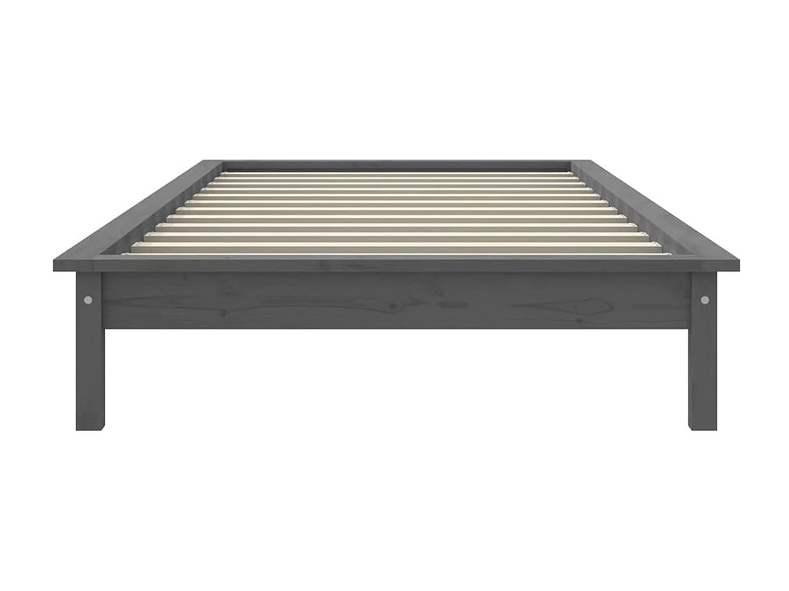 Cama de solteiro 90x190 cm pinho maciço cinzento PT774080