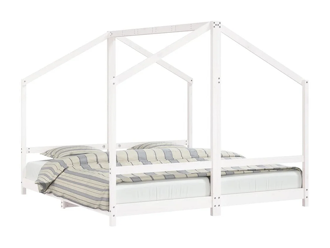 Cama infantil 2x(90x190) cm pinho maciço branco PT597440