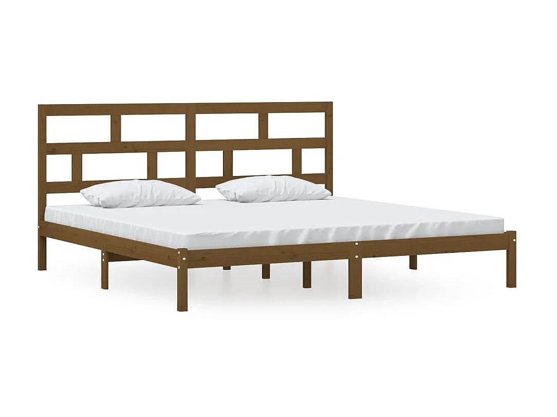 Lit-200x200 cm Marron miel Bois de pin massif EGGB38442