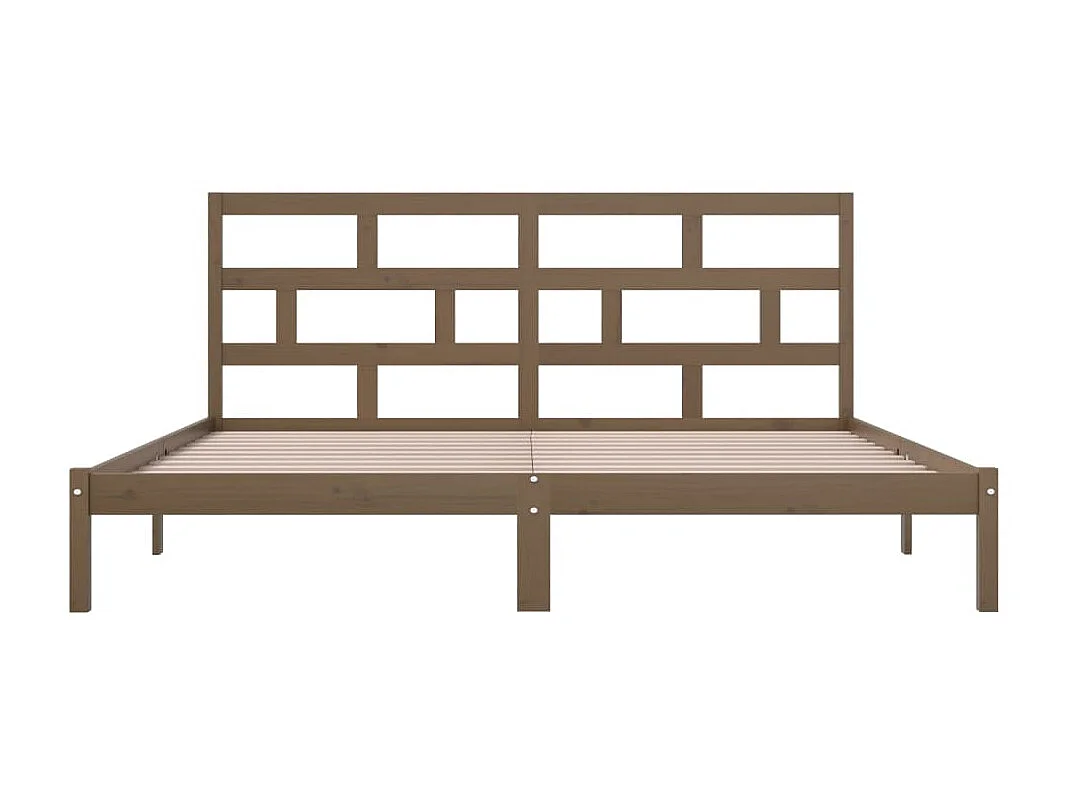 Cama 200x200 cm madera maciza de pino marrón miel ES19647