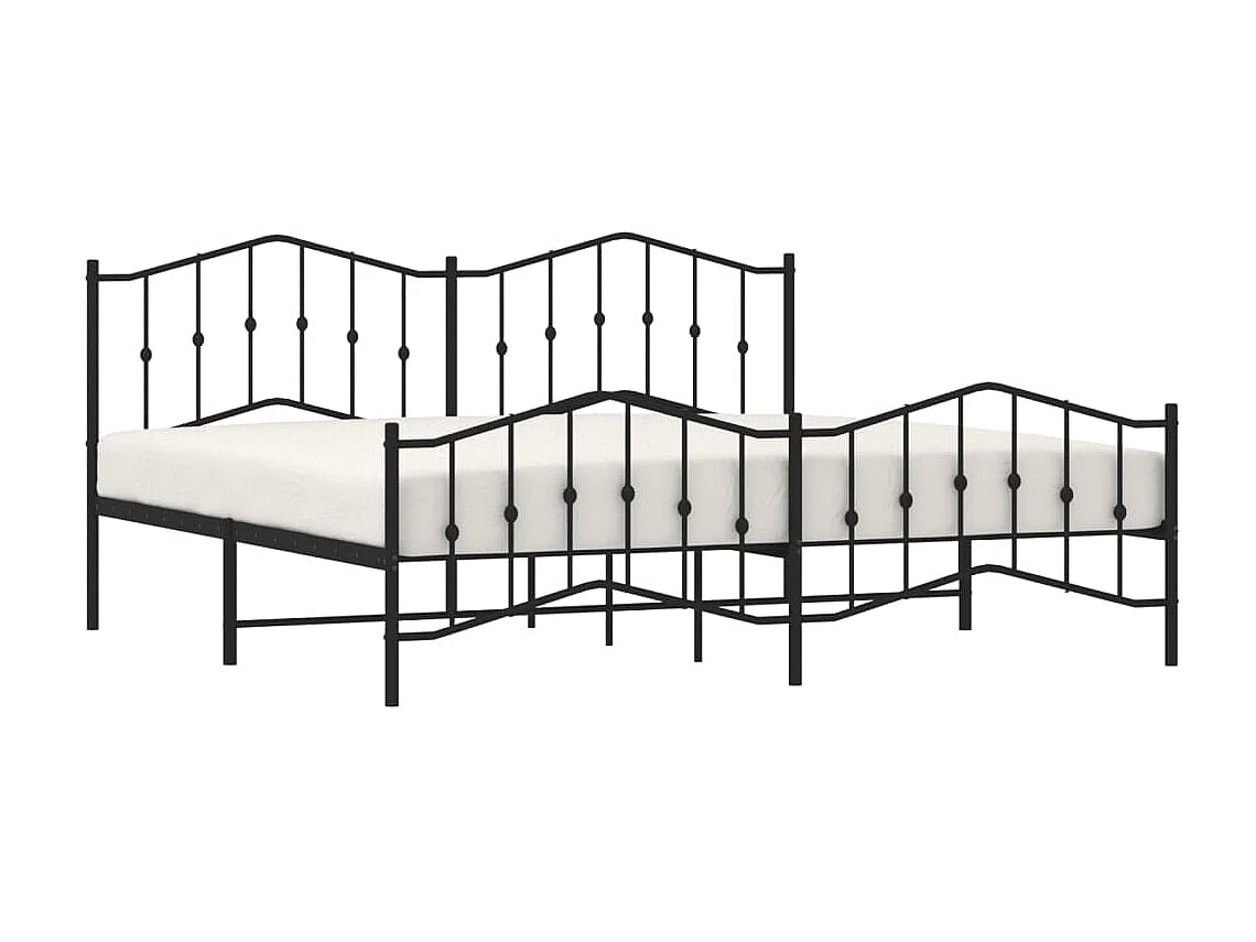 Lit-193x203 cm métal avec tête de lit/pied de lit noir EGGB95221