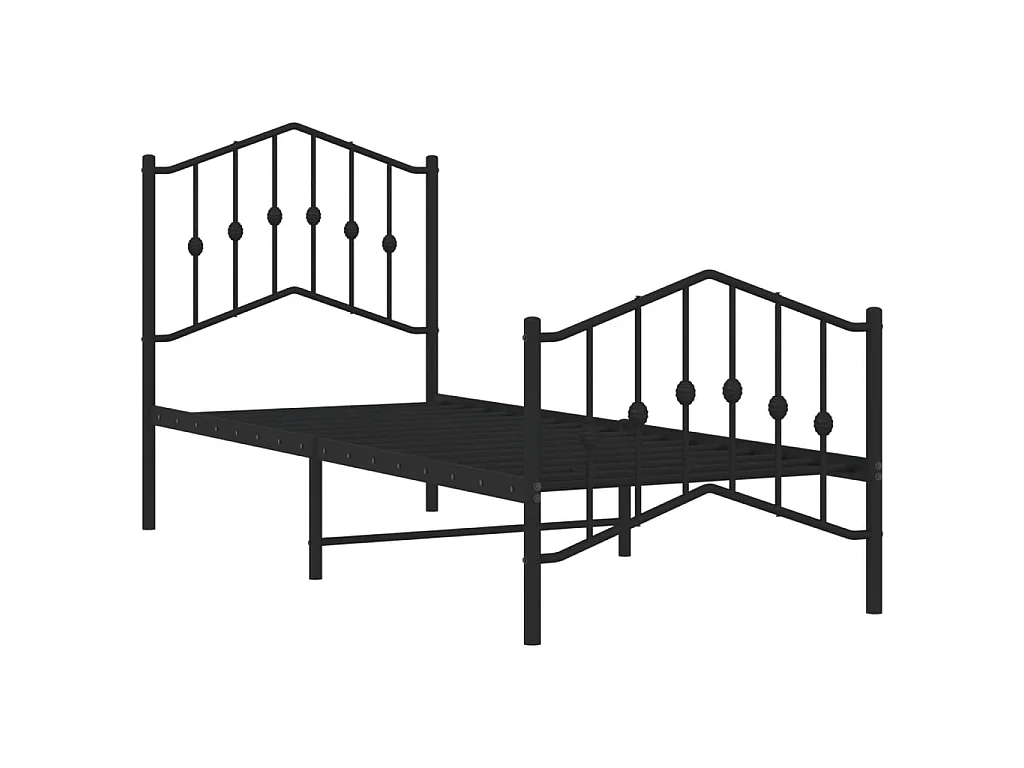 Lit-75x190 cm métal avec tête de lit/pied de lit noir EGGB46836