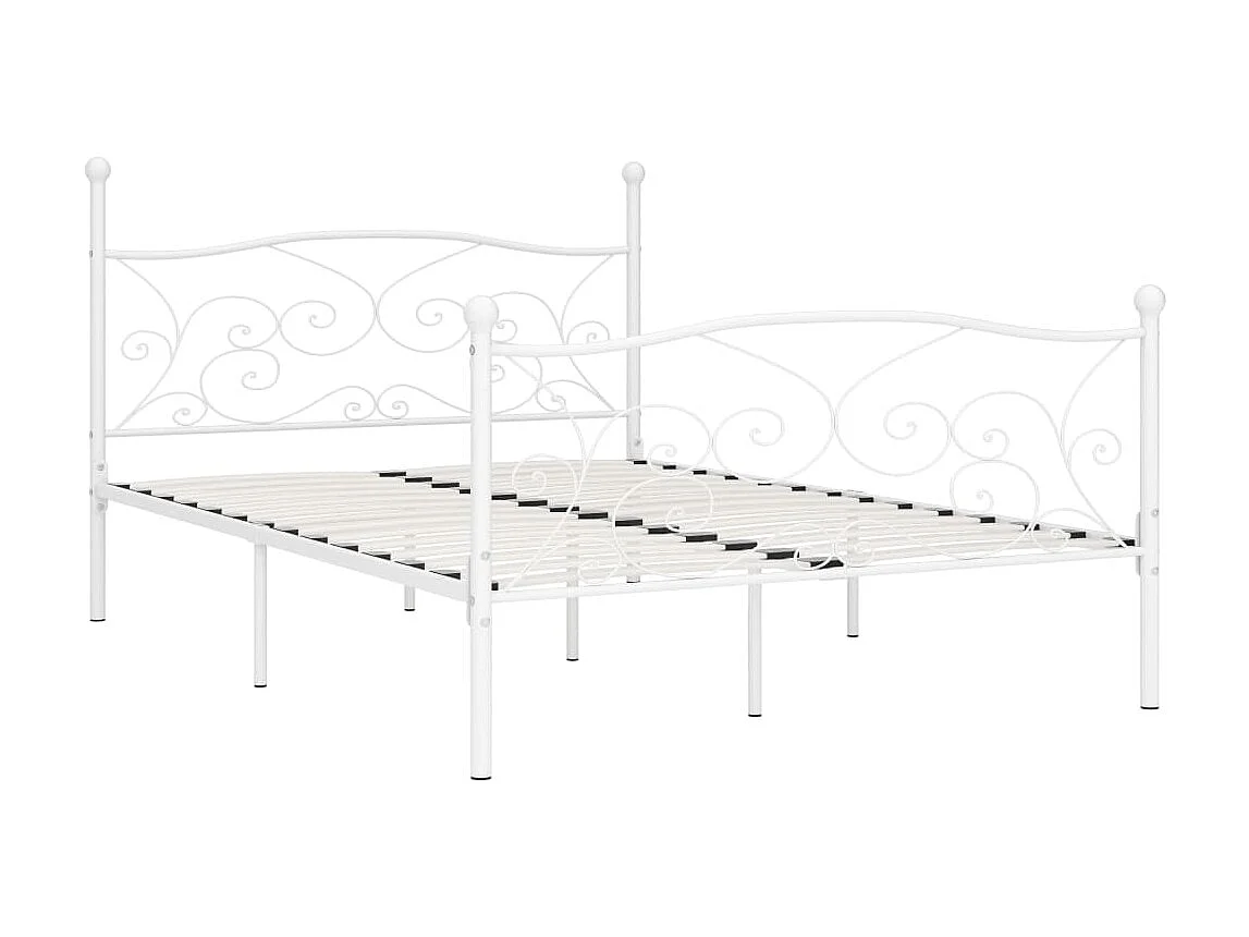Cama com estrado de ripas 120x200 cm metal branco PT715475