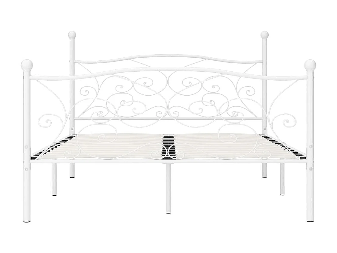 Cama com estrado de ripas 120x200 cm metal branco PT715475