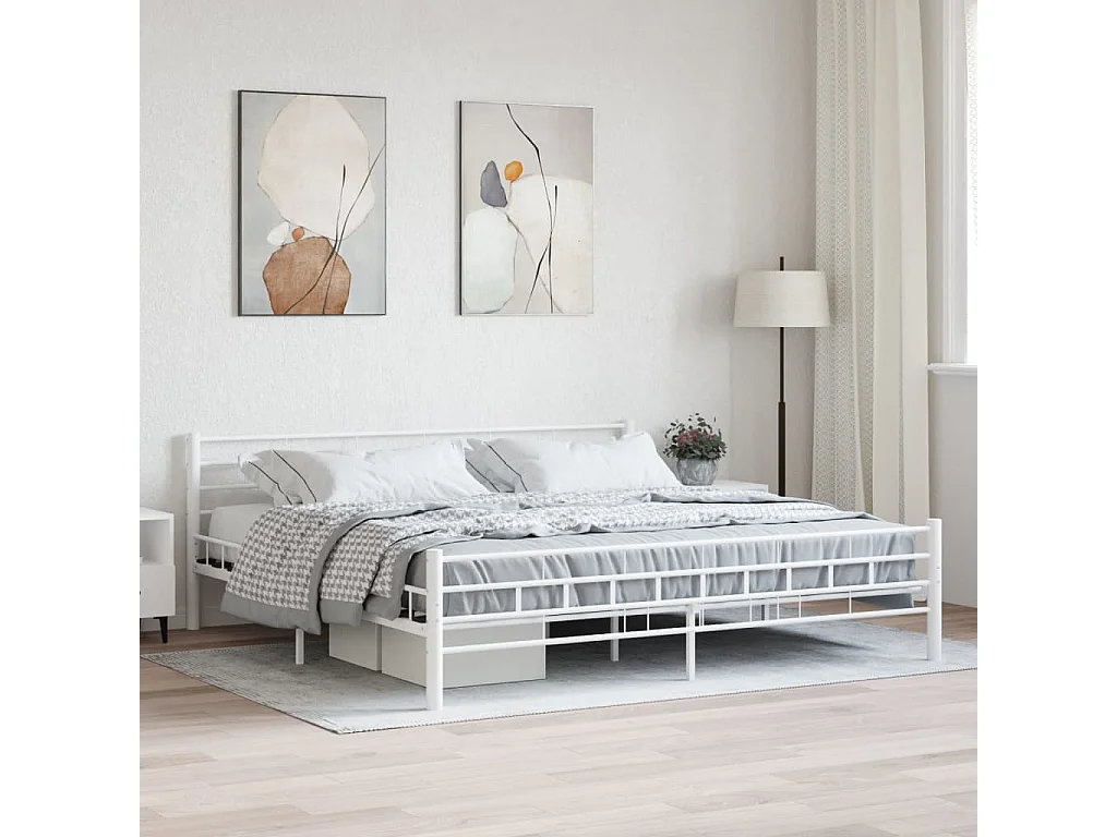Cama 200x200 cm metal branco PT125643