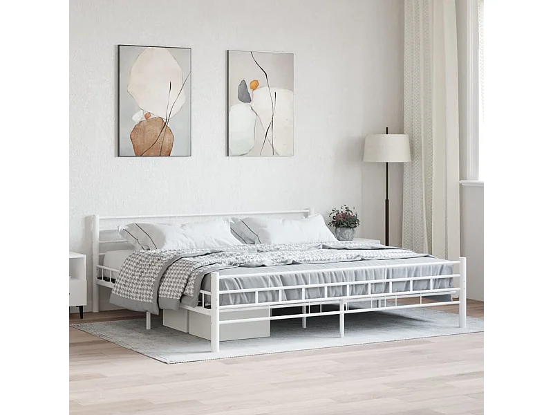 Cama 200x200 cm metal branco PT125643