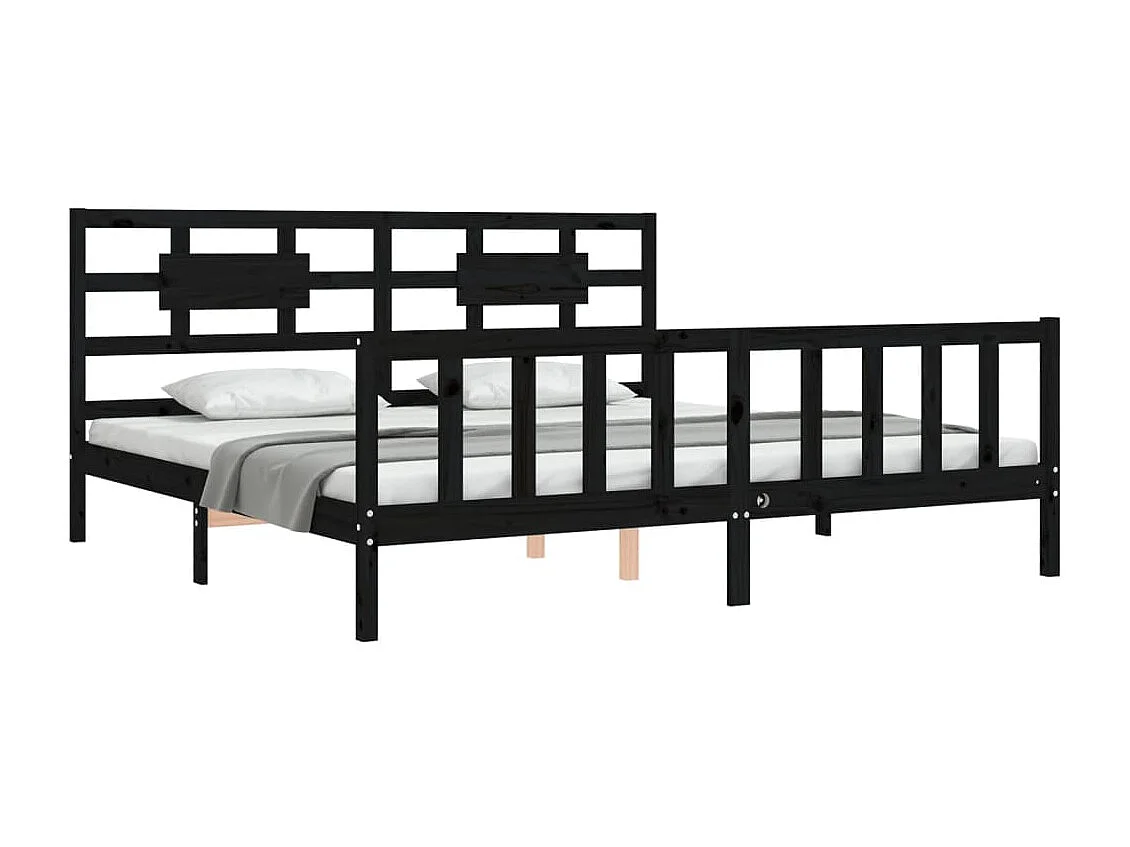 Bedframe met hoofdbord massief hout zwart 200x200 cm NL91335