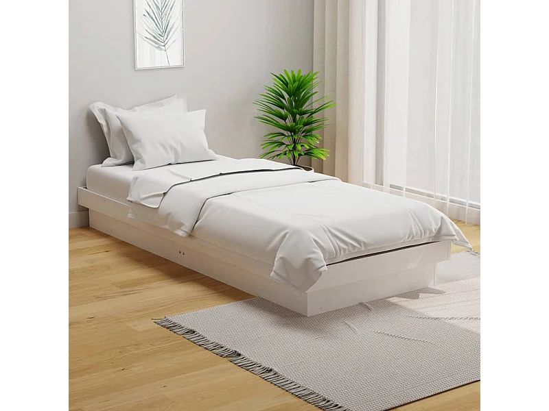 Lit-75x190 cm Blanc Bois massif Petit simple EGGB44955