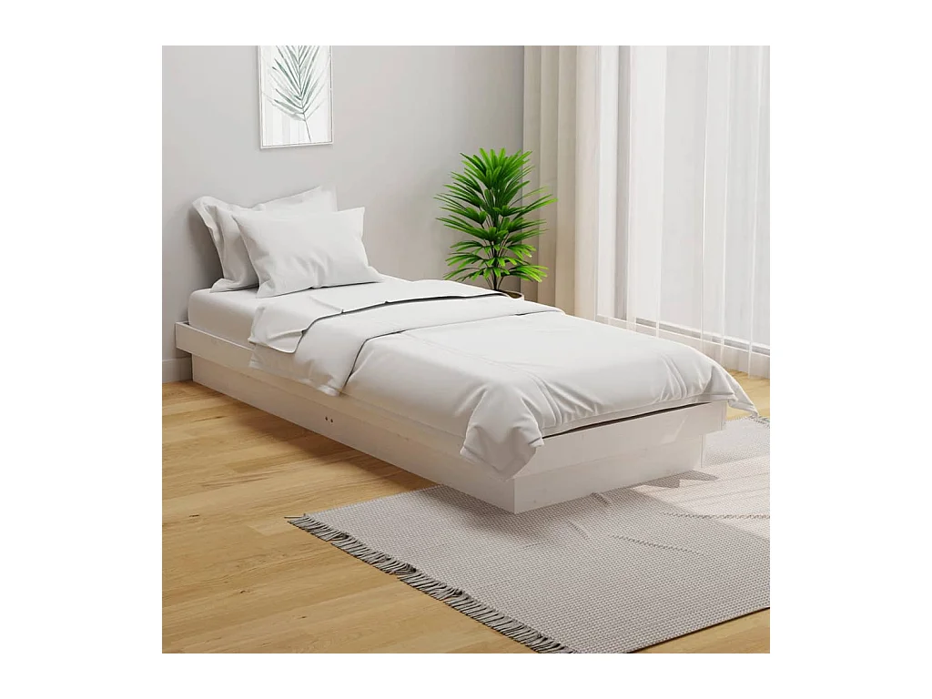 Lit-75x190 cm Blanc Bois massif Petit simple EGGB44955