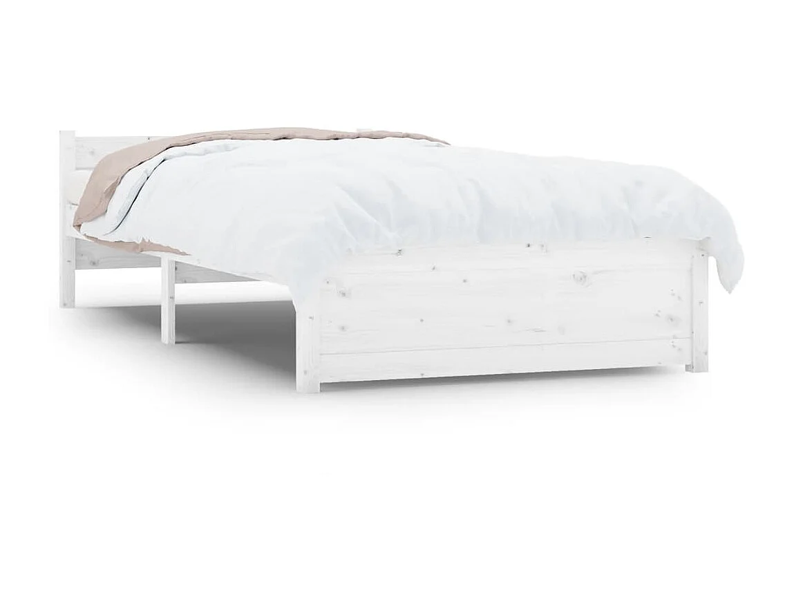 Cama pequena solteiro 75x190 cm madeira maciça branco PT615017