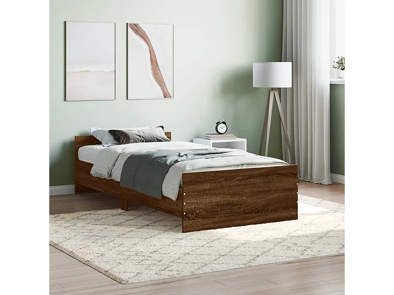 Lit-90x190 cm chêne marron bois d'ingénierie EGGB77874