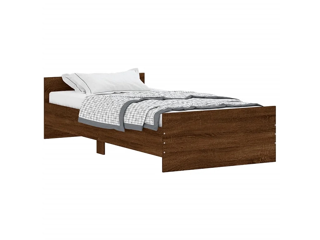 Lit-90x190 cm chêne marron bois d'ingénierie EGGB77874
