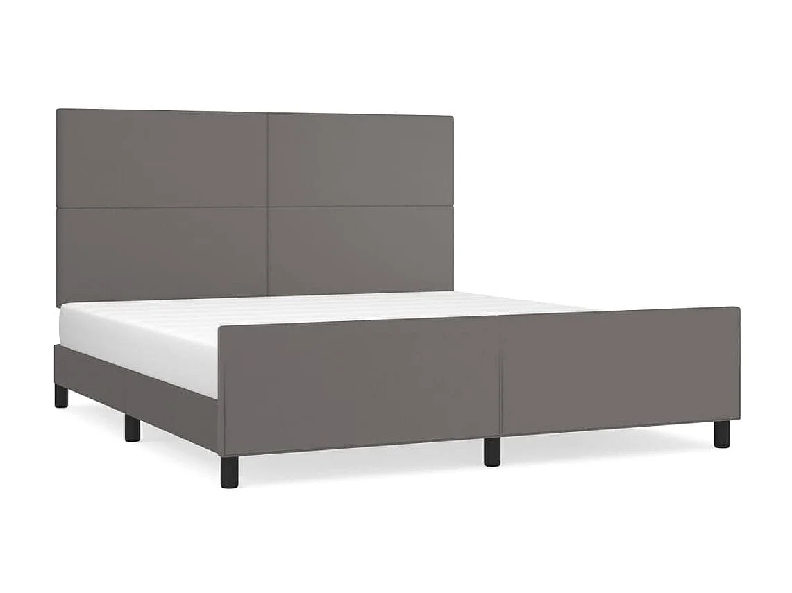 Cama c/ cabeceira 180x200cm couro artificial cinzento PT290278