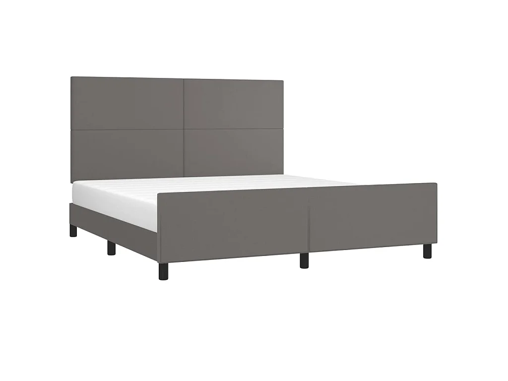 Cama c/ cabeceira 180x200cm couro artificial cinzento PT290278