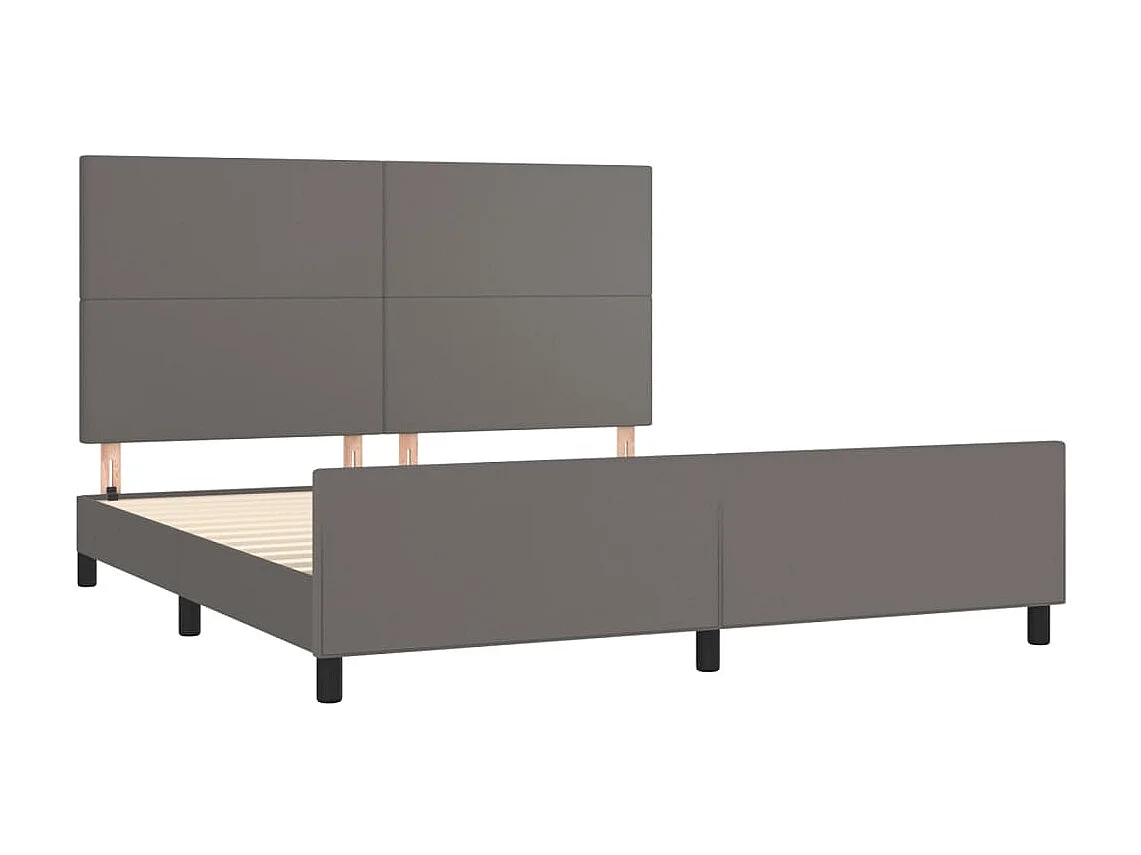 Cama 180x200 cm con cabecero cuero sintético gris ES76104