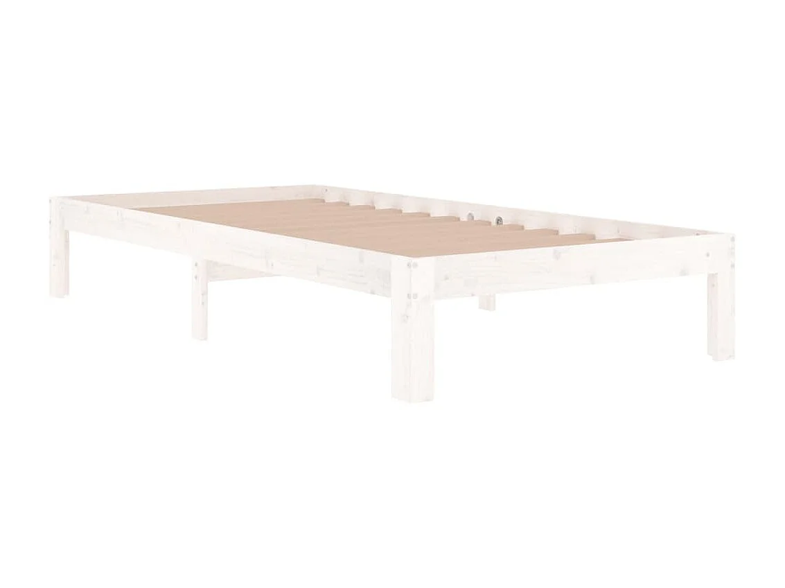 Cama 90x190 cm individual madera maciza blanco ES30760