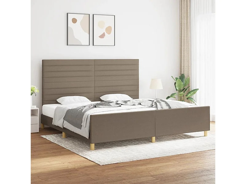 Lit-200x200 cm avec tête de lit Taupe Tissu EGGB57167