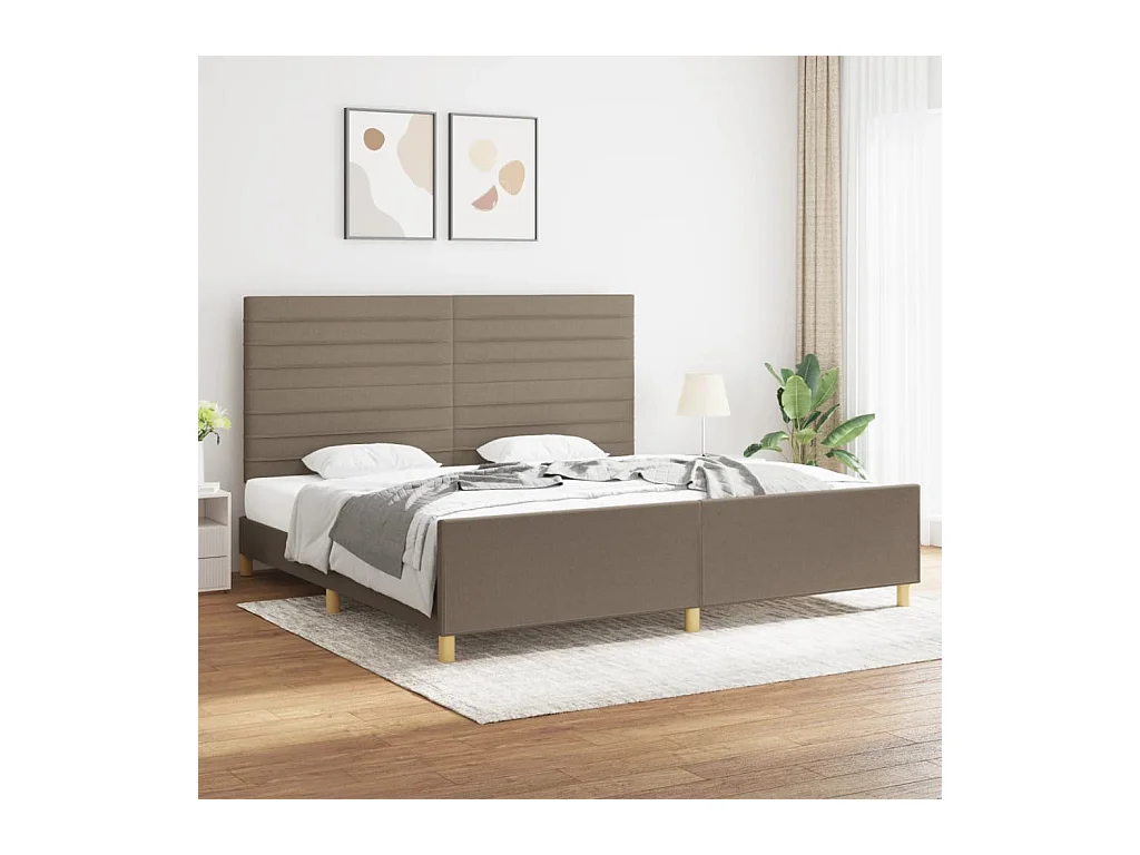 Lit-200x200 cm avec tête de lit Taupe Tissu EGGB57167