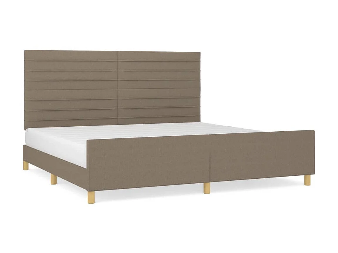 Cama 200x200 cm con cabecero de tela gris taupe ES53366