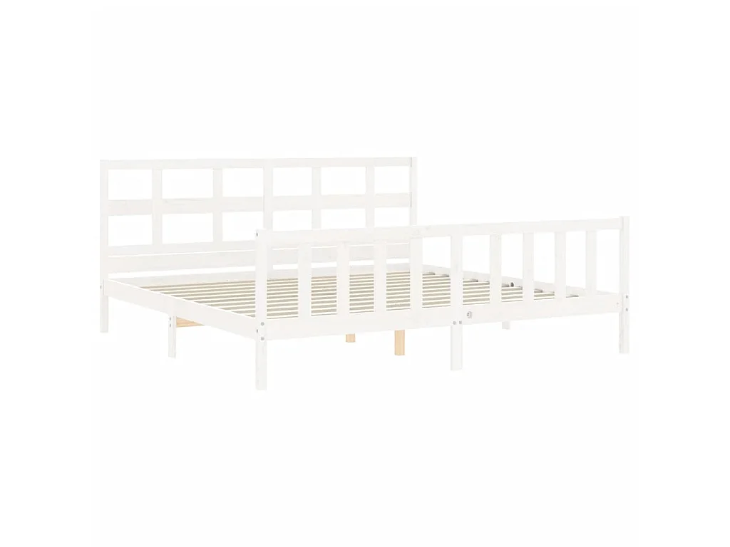Bedframe met hoofdbord massief hout wit 200x200 cm NL59664