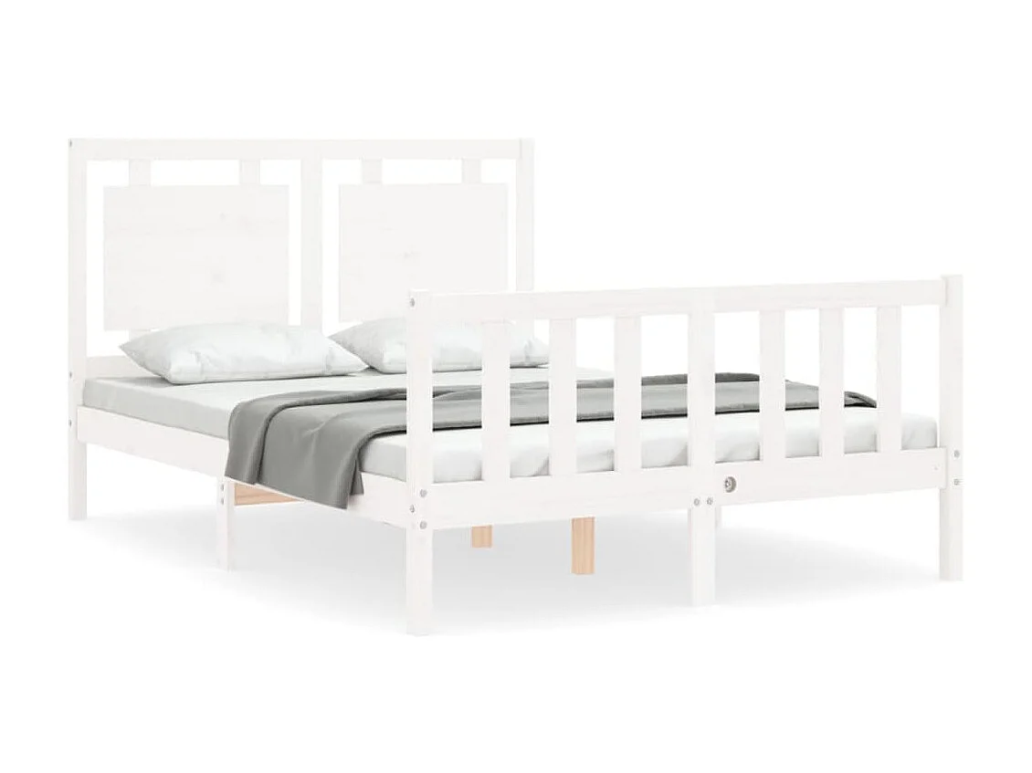 Cama com cabeceira 120x200cm madeira maciça branco PT741017