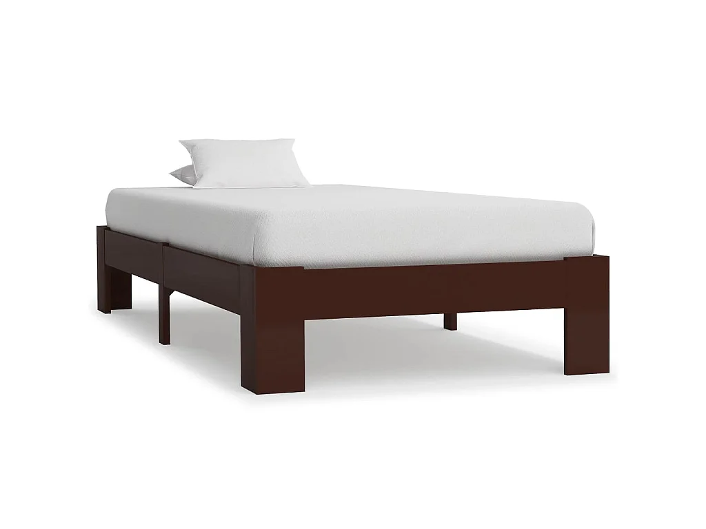 Cama 90x200 cm madera maciza pino marrón oscuro ES79196