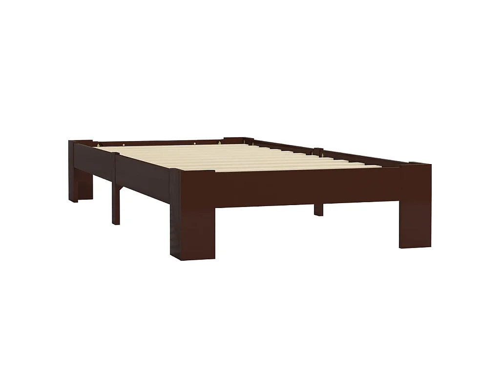 Cama 90x200 cm madera maciza pino marrón oscuro ES79196