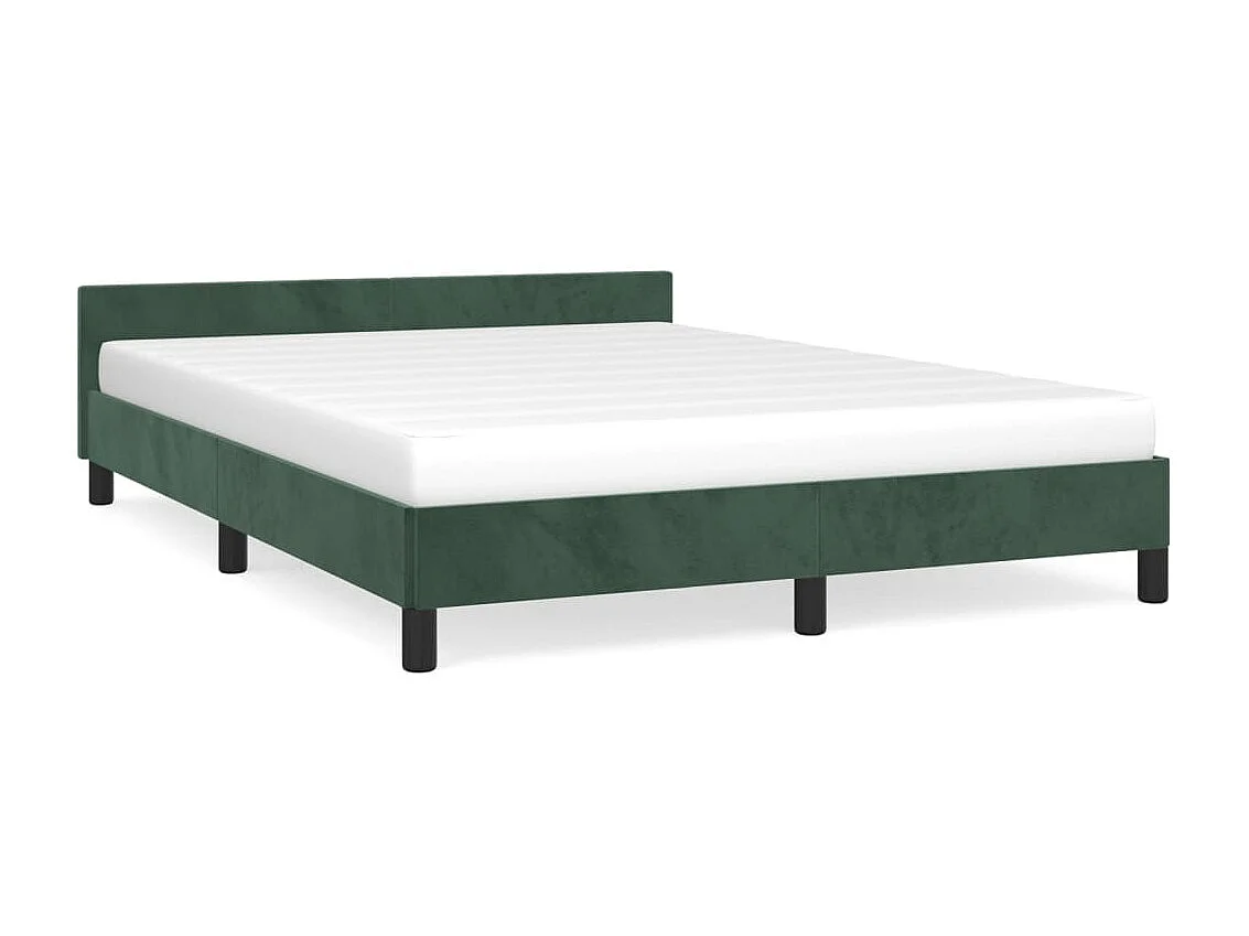 Lit-140x190 cm avec tête de lit Vert foncé Velours EGGB81515