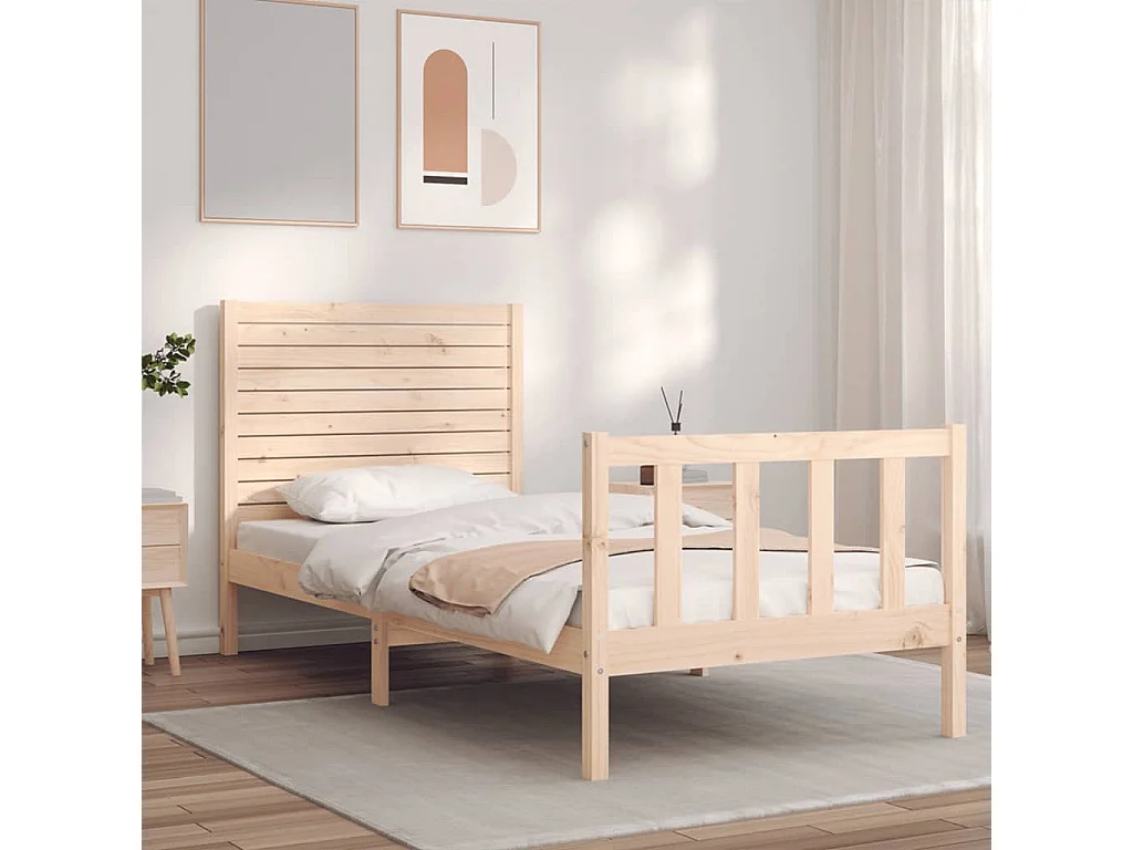 Cama 90x190 cm con cabecero madera maciza ES64037