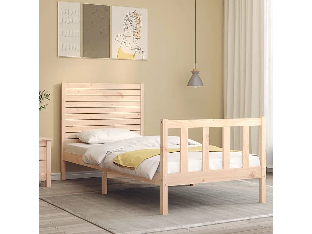 Cama 90x190 cm con cabecero madera maciza ES64037