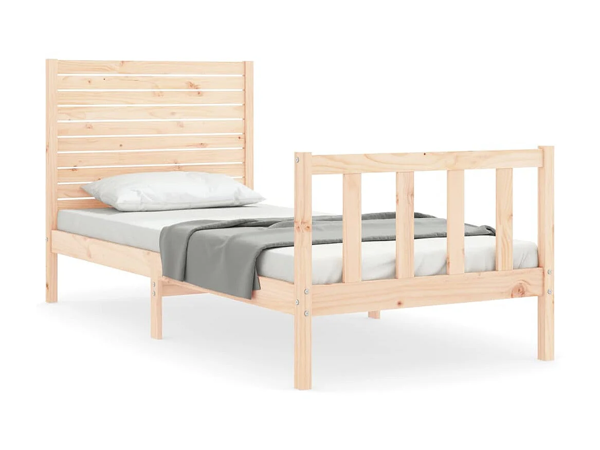 Lit-90x190 cm avec tête de lit simple bois massif EGGB98949
