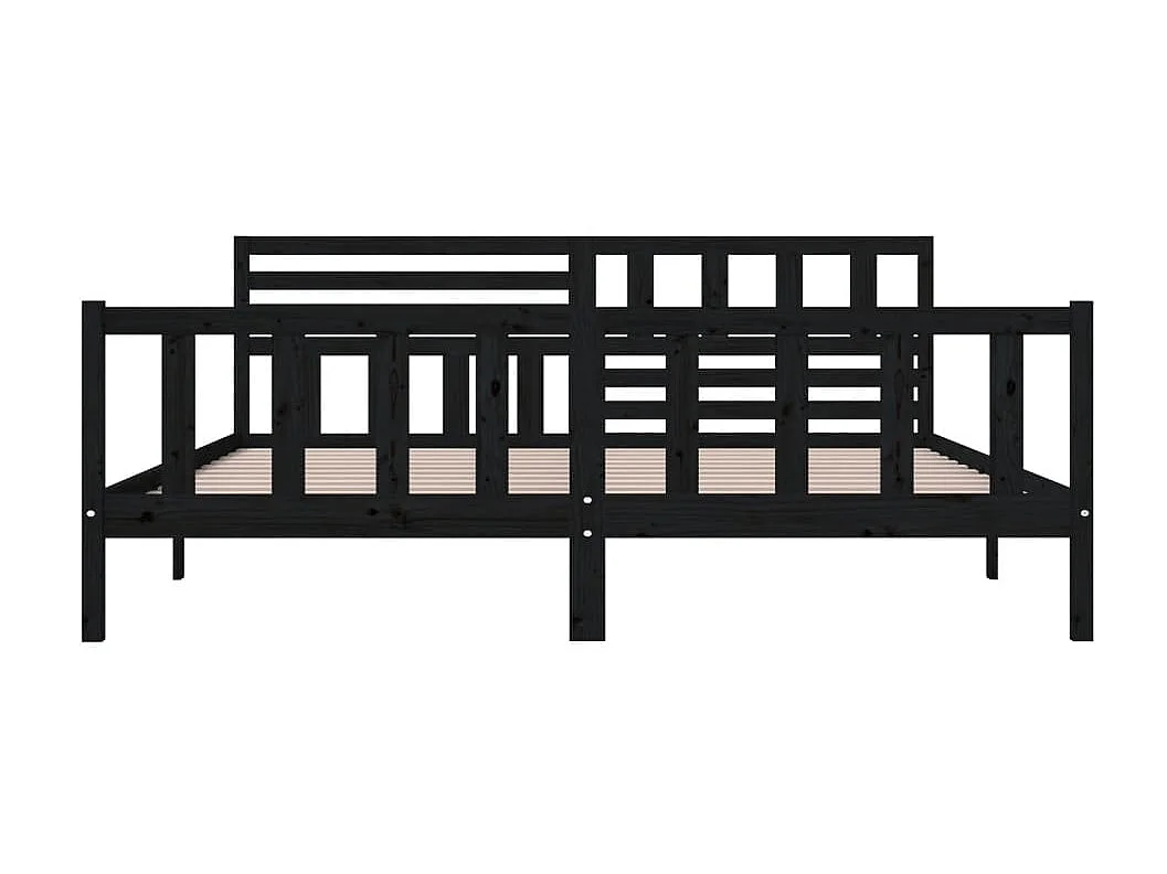 Lit-200x200 cm Noir Bois massif EGGB54362
